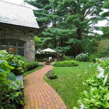 Brick Path Connects Patios
